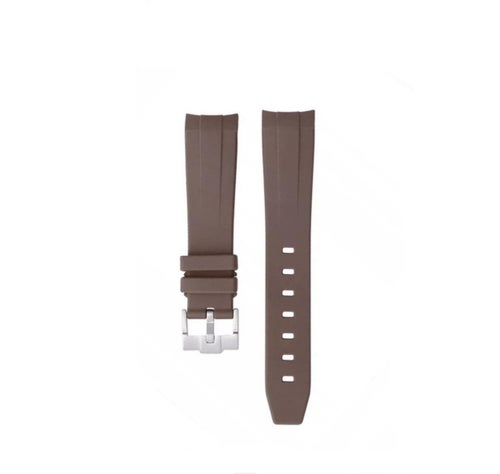 Klockband Gummi Curved 20mm - Brun