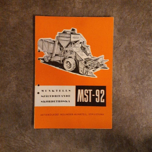 Munkells Skördetröska MST-92 broschyr