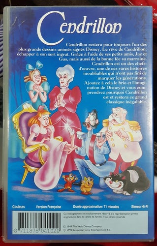 Walt Disney Cinderela FRANSK VERSION VHS PAL tecknad barn film franska