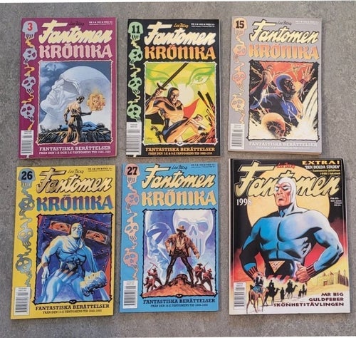 Fantomens Krönika 1993-1998 nr 26, 27, 11, 3, 15 och Fantomen 1998.