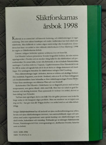 Släktforskarnas Årsbok 1998. Sveriges Släktforskarförbund. Red. Håkan Skogsjö
