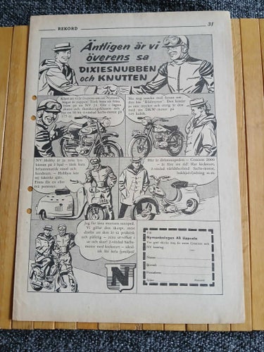 Retro Motorcykel MC Moped Serie Reklam År 1956 Nymans NV Crescent 50 tal 962