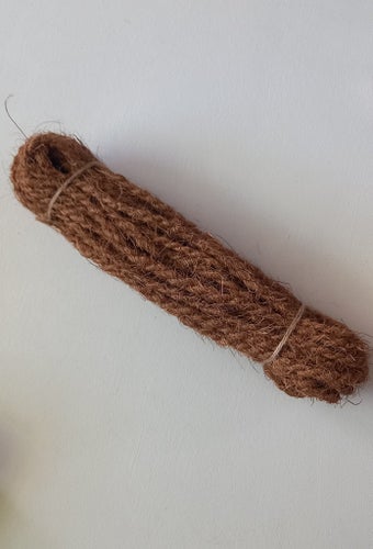 Oanvänt Kokosrep 15 m, kokosfiber (liknande Juterep, sisalrep)