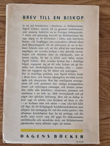 Brev till en biskop av Sigrid Gillner (1942)