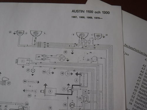 Elschema till Austin 1100 och 1300, 1967-70.
