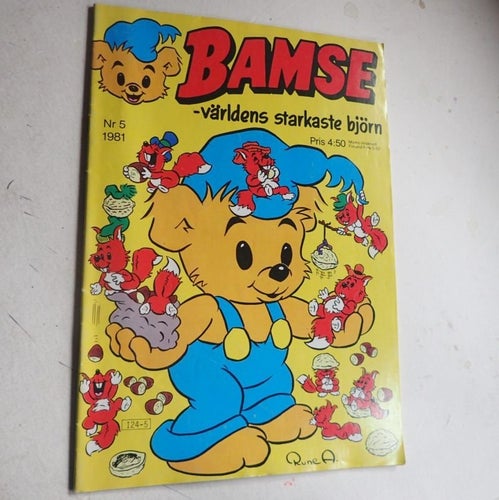 Bamse Nr 5 , 1981. Påklädnings Mickelina klippdocka på baksidan