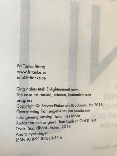 UPPLYSNING NU Manifest för förnuft, vetenskap och humanism Steven Pinker 2018