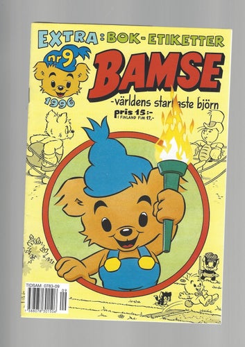 Bamse 9 1996 med Bok etiketter skick vf
