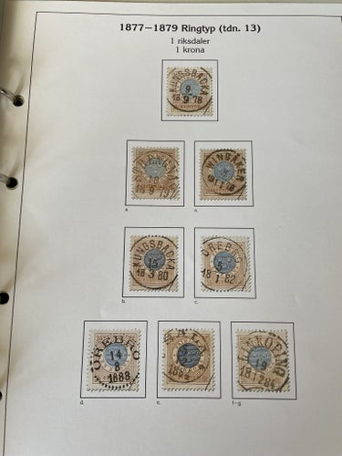 Nordisk Filateli Färglikare Blad 65-81, Oscar II komplett.