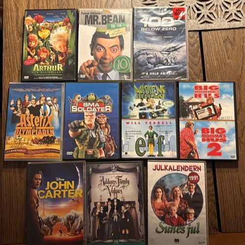DVD-filmer: Asterix på Olympiaden, Små soldater, Maskens återkomst, Elf, Big