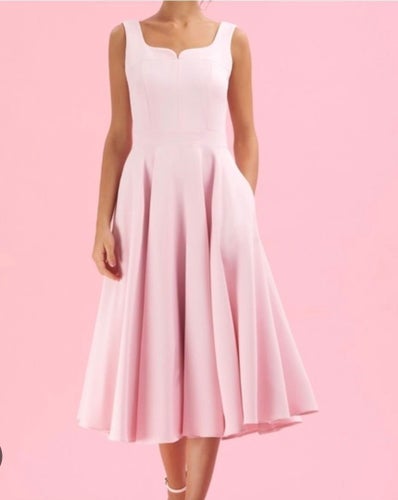 Retro style rosa klänning, storlek S