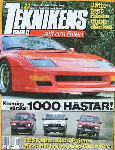 TEKNIKENS VÄRLD 1990/22.Ferrari Koenig.BMW.Mazda Cosmo.Ford Capri 1969.Saab 92