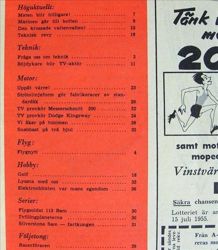 TEKNIKENS VÄRLD 1955/16.Dodge Kingsway.Messerschmitt.Bertil Hagert.Leiborn, gol
