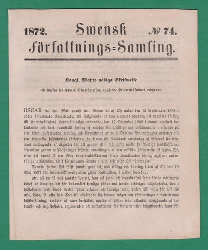 SFS 1872-74 Stuteriwäsendets ordnande - Ottenby, Flyinge,