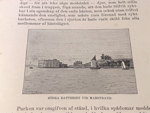 Träsnitt ”Södra batteriet vid Marstrand” ur bok från 1901
