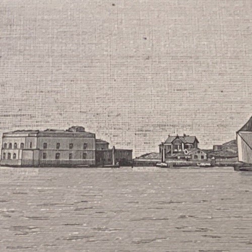 Träsnitt ”Södra batteriet vid Marstrand” ur bok från 1901