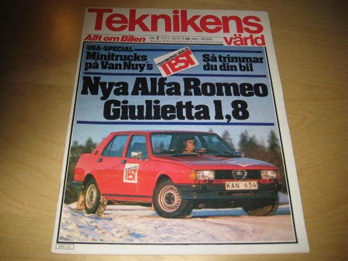 TEKNIKENS VÄRLD NR 2 1979 TEST: ALFA ROMEO GIULIETTA