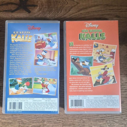 Kalle Anka VHS-filmer: Grattis Kalle 60 Jubileumsvideo och Här Kommer Kalle