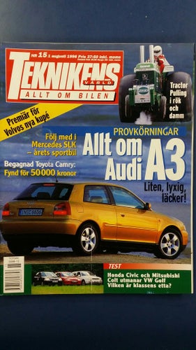 Teknikens Värld nr 15 1996: Audi A3 1,8, Peugeot 406 Turbo, Mercedes SLK 230
