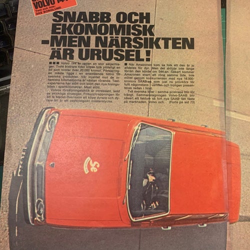 Retro-artikel ”Provkörning av Volvo 144S” från 1967
