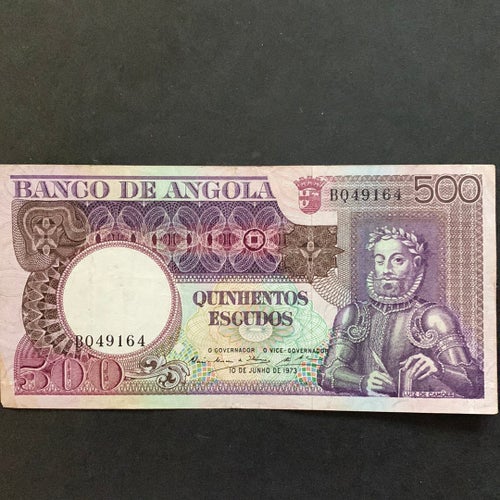 Angolansk sedel 500 Escudos från 1973