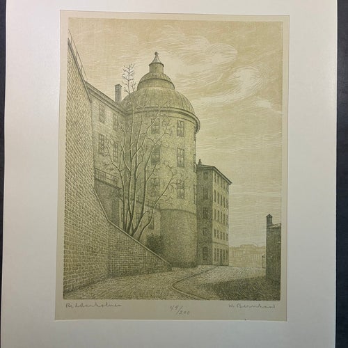 Waldemar Bernhard! Stockholm! Riddarholmen! Träsnitt limiterad, signerad!