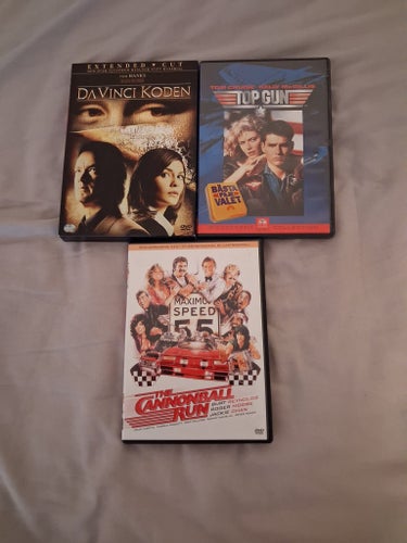 Da Vinci-koden, Top Gun och Cannonball Run DVD-filmer