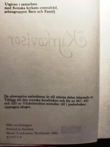 Kyrkovisor. Bok. Very Fine plus