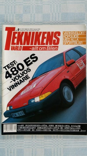 Teknikens Värld nr 9 1987: Subaru Trendy, Volvo 480 ES, Citroën AX, sportbilar