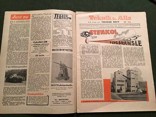 TEKNIK FÖR ALLA NR 23 1949 STENKOL BLIR FLYGBRÄNSLE,ST ERIKSMÄSSAN,AUTO UNION