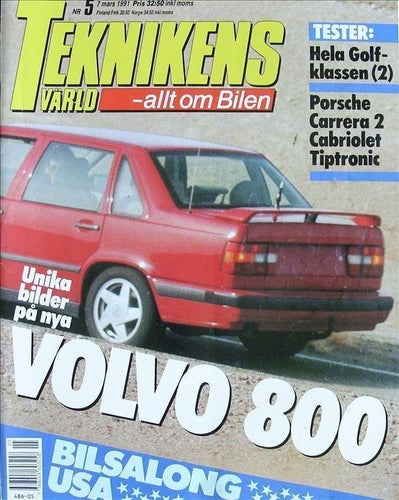 TEKNIKENS VÄRLD 1991/5.Lamborghini.Volvo 800.Porsche.Caspita.Durant.Chevrolet.