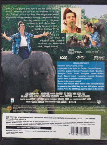 DVD / Ace Ventura: Den Galopperande Detektiven Rider Igen/ Snapcase / Jim Carrey