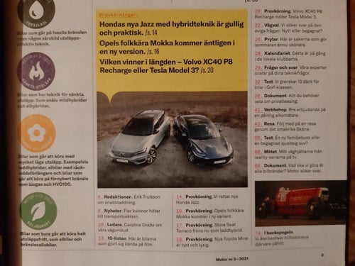 Motor 3 2021: Opel Mokka-E, Seat Tarraco E-Hybrid, Volvo XC40 P8, Tesla Model 3
