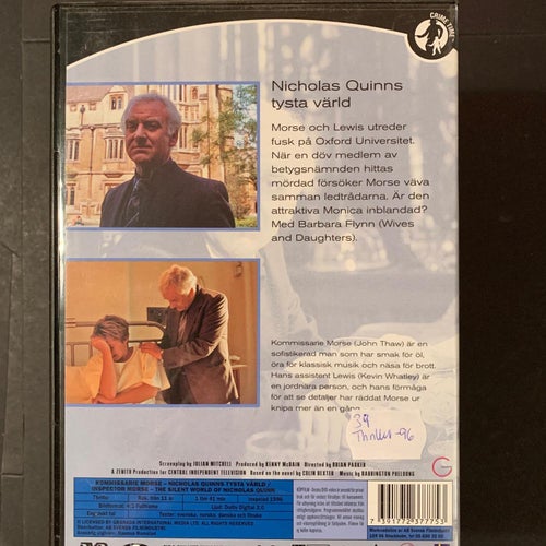 KOMMISSARIE MORSE - NICHOLAS QUINNS TYSTA VÄRLD. DVD THRILLER / TV -96