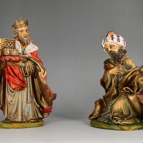2 vintage julkrubba figurer – Heliga tre konungar – Italy Fontanini stil