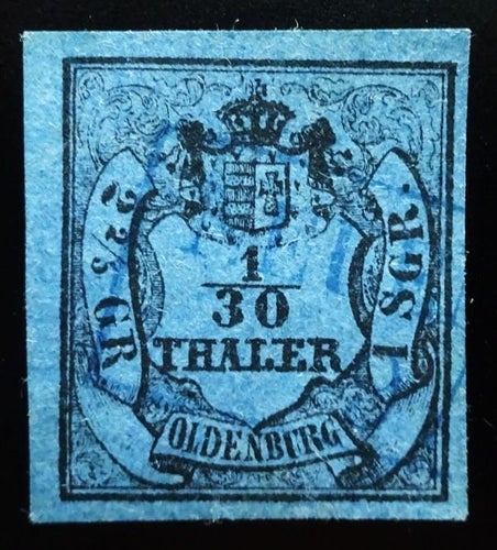 TYSKLAND/ BRAUNSWEIG 3. BRA 1 / 30 TH * BLÅ ÅR 1852...