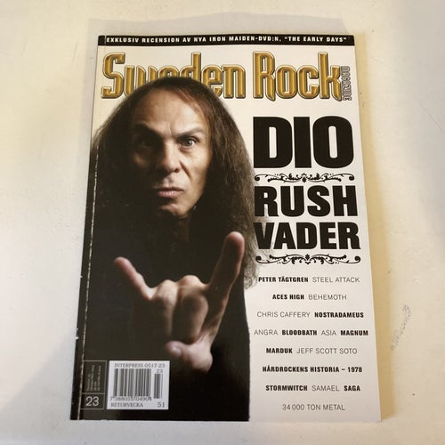 SWEDEN ROCK MAGAZINE NR.23. 2004. DIO, RUSH, VADER, PETER TÄGTGREN.