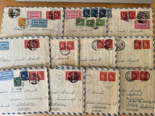 Finland: 33st Luftpostbrev till Sverige 1940-tal, bla tre med Express.