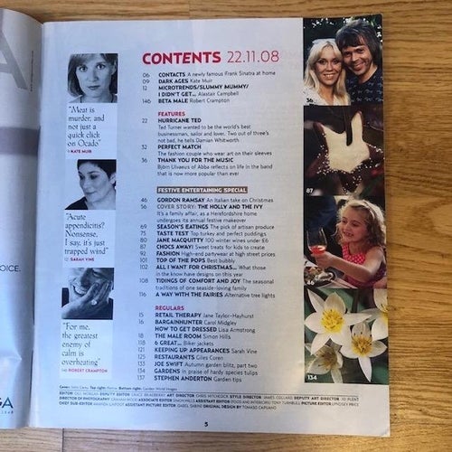 The Times Magazine November 2008 - Abba's Björn, Gordon Ramsay's Italian Feast