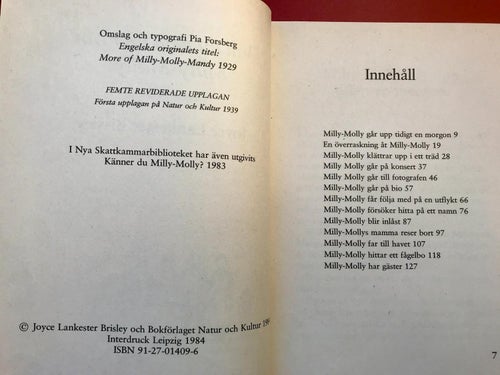 VILL DU VETA MER OM MILLY-MOLLY? Joyce Lankester Brisley 1984