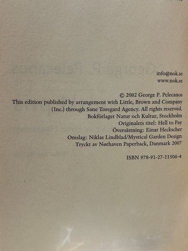 Ett djävulskt pris av George P. Pelecanos, bok, Very good plus