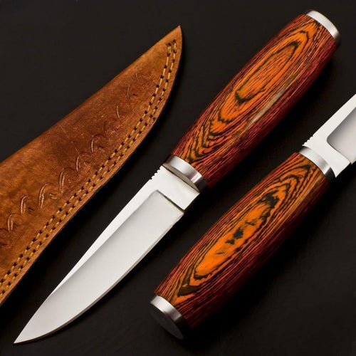 Custom Handmade D2 Steel Skinner Knife with Stylish Rosewood Handle|ROS010