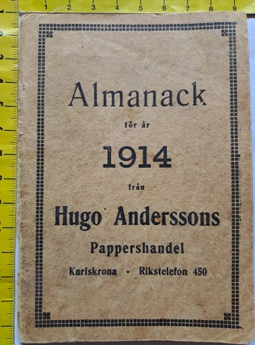 Almanack för år 1914 från Hugo Anderssons Pappershandel