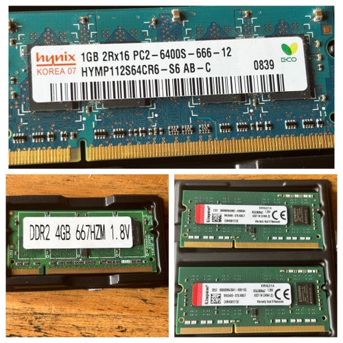 RAM-minnen: Hynix 1GB PC2-6400S, Kingston KVR16LS/4 (2x), DDR2 4GB 667HZM