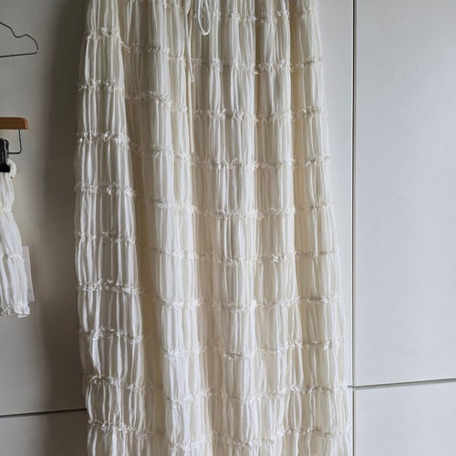 FLAM Mode Tvådelat Set Halternecktopp & Lång Volangkjol Vit M/L