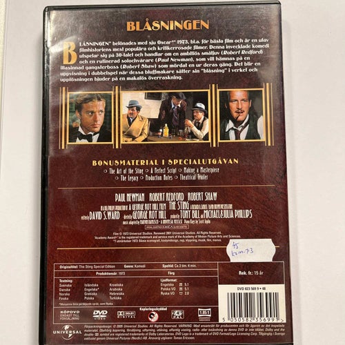 BLÅSNINGEN. ROBERT REDFORD, PAUL NEWMAN. DVD KOMEDI -73. 7 OSCAR BL A BÄSTA FILM