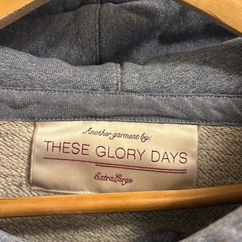 These Glory Days blå hoodie, storlek EXTRA LARGE