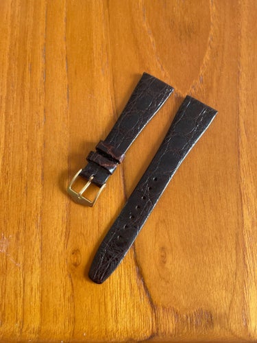 Läderband 20mm krokodil Brun vintage