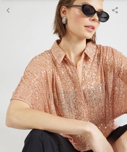 Soft Rebels mycket fin aprikos skjorta med paljetter XS/S Ny