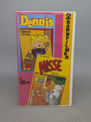 DENNIS cirkus i stan / Nisse möter brottarkatten Bom-Bom - Svenskt tal - VHS